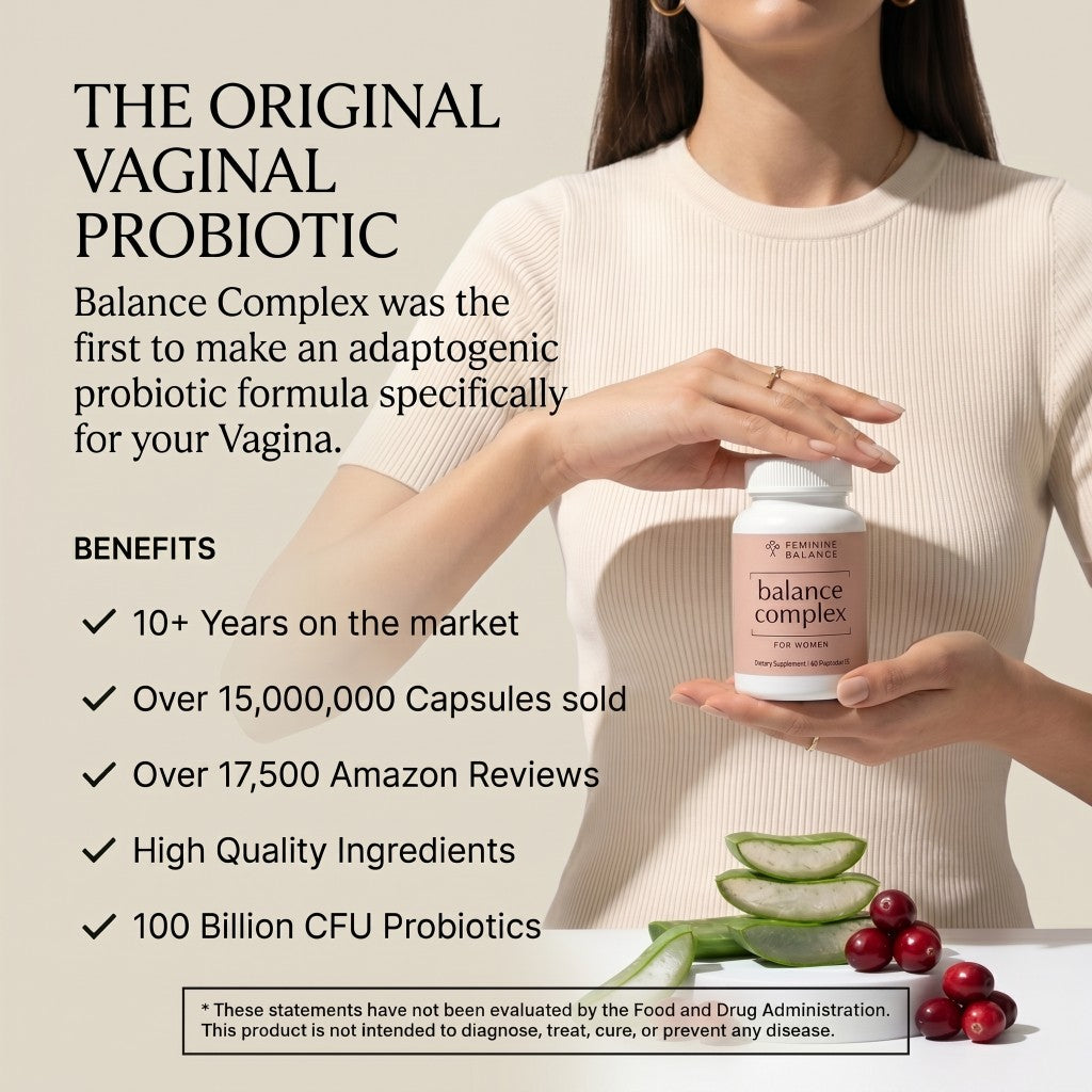 The original vaginal probiotic — Balance Complex benefits and bottle