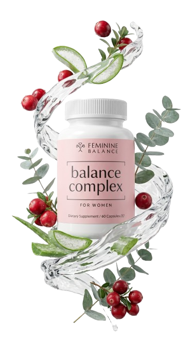 Balance Complex bottle with water splash and botanical ingredients