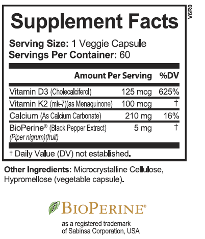 Vitamin D3+K2 Complete Supplement Facts